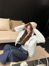 Load image into Gallery viewer, 【墨蓝轻奢】 高定系列 Indigo Pearl Tweed Denim 珍珠编织牛仔阔腿长裤(PANTS Only)