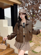 Load image into Gallery viewer, 【摩卡秋风】 高定系列 Mocha Breeze Faux-Leather Jacket 夹克(JACKET Only)