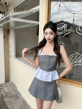 Load image into Gallery viewer, 【海风学院】高定系列Seabreeze Prep Structured Contrast Peplum Top上衣 (Top Only)