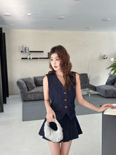 Load image into Gallery viewer, 【墨蓝流苏】高定系列 Indigo Fringe Denim Vest 牛仔流苏马甲(TOP Only)