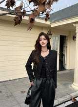Load image into Gallery viewer, 【墨夜剪影】 高定系列 Autumn Murmurs Leather Wide Pants 皮质阔腿长裤 (PANTS Only)