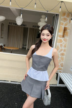 Load image into Gallery viewer, 【海风学院】高定系列Seabreeze Prep Structured Contrast Peplum Top上衣 (Top Only)