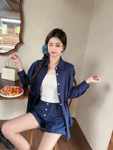 Load image into Gallery viewer, 【海岸晨光】独家定制Coastal Morning Premium Linen Top 高级亚麻休闲衬衫上衣两件套 (Top Only)