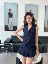 Load image into Gallery viewer, 【墨蓝流苏】高定系列 Indigo Fringe Denim Vest 牛仔流苏马甲(TOP Only)