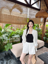 Load image into Gallery viewer, 【海岸晨光】独家定制Coastal Morning Premium Linen Top 高级亚麻休闲衬衫上衣两件套 (Top Only)