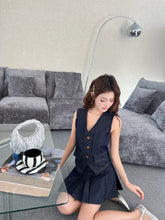 Load image into Gallery viewer, 【墨蓝流苏】高定系列 Indigo Fringe Denim Vest 牛仔流苏马甲(TOP Only)