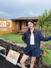 Load image into Gallery viewer, 【海岸晨光】独家定制Coastal Morning Premium Linen Top 高级亚麻休闲衬衫上衣两件套 (Top Only)