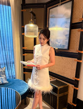 Load image into Gallery viewer, 【霜华映羽】 高定系列 Frosted Grace Feather Qipao 珍珠羽裳缎面新中式旗袍连衣裙 (DRESS Only)
