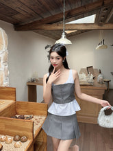 Load image into Gallery viewer, 【海风学院】高定系列Seabreeze Prep Structured Contrast Peplum Top上衣 (Top Only)