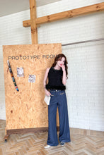 Load image into Gallery viewer, 【墨蓝轻奢】 高定系列 Indigo Pearl Tweed Denim 珍珠编织牛仔阔腿长裤(PANTS Only)