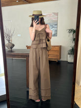 Load image into Gallery viewer, 【暮野微风】独家定制 Mocha Breeze Linen Pants 亚麻阔腿长裤(PANTS Only)