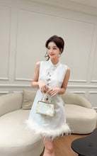 Load image into Gallery viewer, 【霜华映羽】 高定系列 Frosted Grace Feather Qipao 珍珠羽裳缎面新中式旗袍连衣裙 (DRESS Only)
