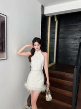 Load image into Gallery viewer, 【霜映金羽】 高定系列 Golden Feather Tweed Skirt 亮片羽边小香短裙 (SKIRT Only)
