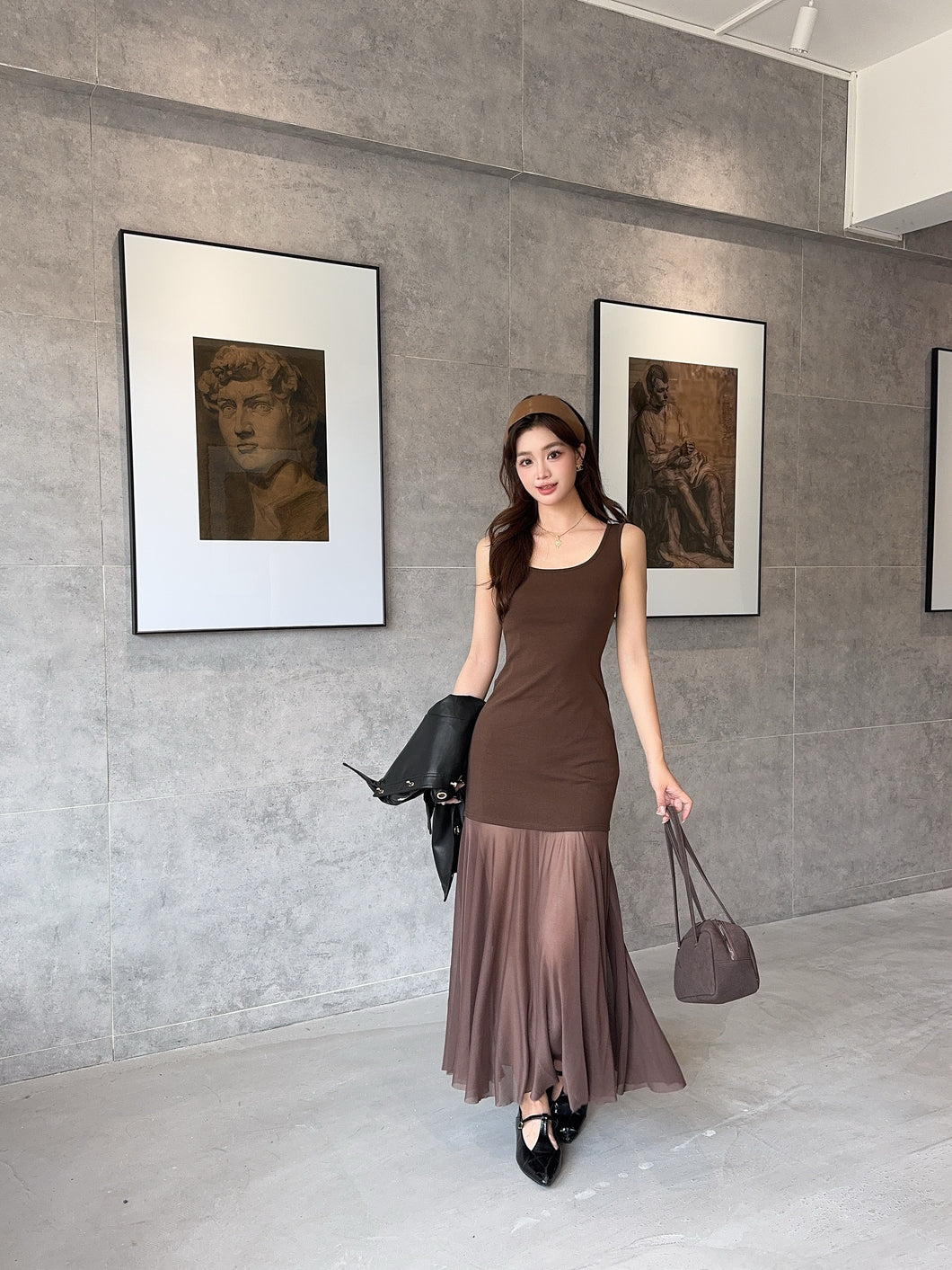 【暮色浮光】 独家定制 Dusk Glow Mesh Maxi Dress 包臀拼接网纱长裙 (DRESS Only)