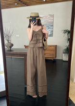 Load image into Gallery viewer, 【暮野微风】独家定制 Mocha Breeze Linen Cami 亚麻镂空背心（TOP Only）
