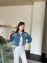 Load image into Gallery viewer, 【雪映珍语】独家定制 Pearl Pocket White Denim Pants 高腰珍珠牛仔长裤（PANTS Only）
