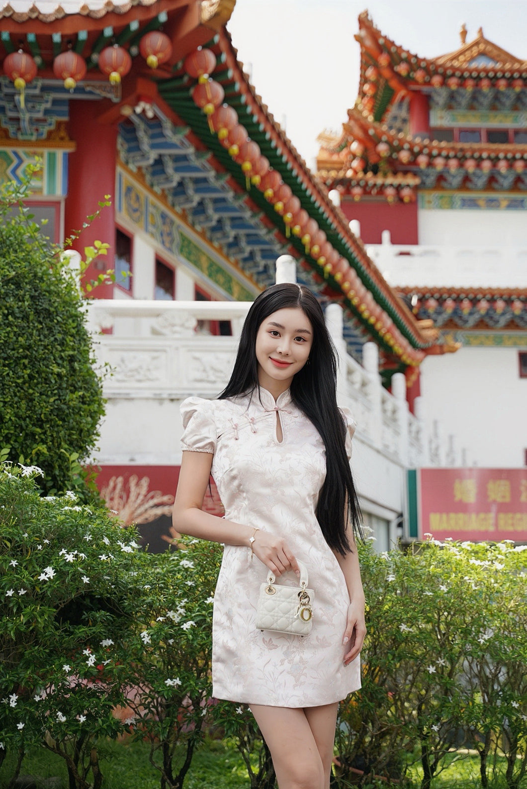 [淡雅花语] 独家定制 Floral Whispers Cheongsam Puff DRESS 连身裙