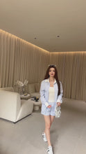 Load and play video in Gallery viewer, 【晨光映蓝】独家定制 Morning Blue Pearl Co-ord 钉珠条纹两件套（SET Only)
