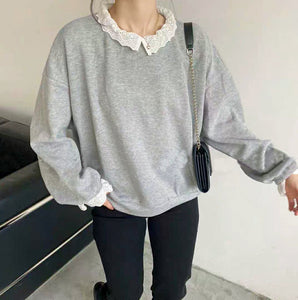 CASUAL LACE SPLICING SWEATER