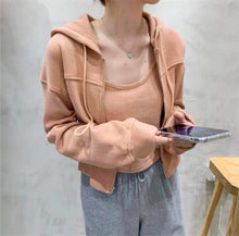 Load image into Gallery viewer, TWO-PIECE PLAIN ZIP HOODIE VEST
