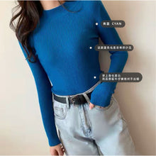 Load image into Gallery viewer, HALF HIGH NECK KNITTED LONG SLEEVE TOP
