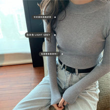 Load image into Gallery viewer, HALF HIGH NECK KNITTED LONG SLEEVE TOP
