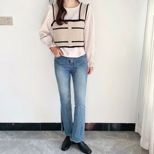 TWO-PIECE KNITTED VEST LONG SLEEVE