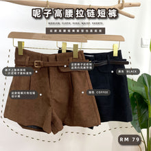 Load image into Gallery viewer, WOOLEN CLOTH HIGH WAIST SHORTS
