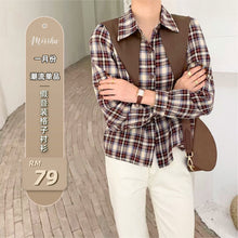 Load image into Gallery viewer, DETACHABLE SHAWL PLAID TOP
